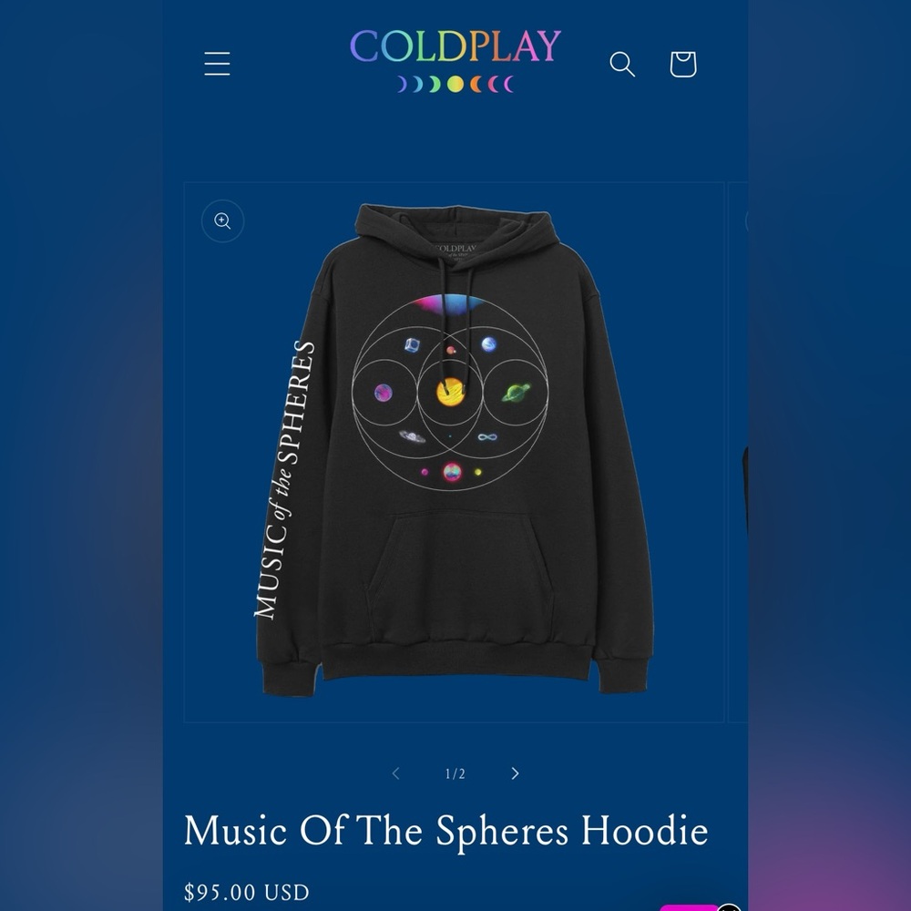 Official COLDPLAY Music of the Spheres Black Hoodie Sweatshirt